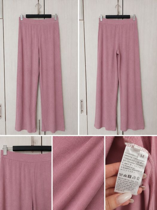 Pantaloni dama roz evazati marimea M talie elastica