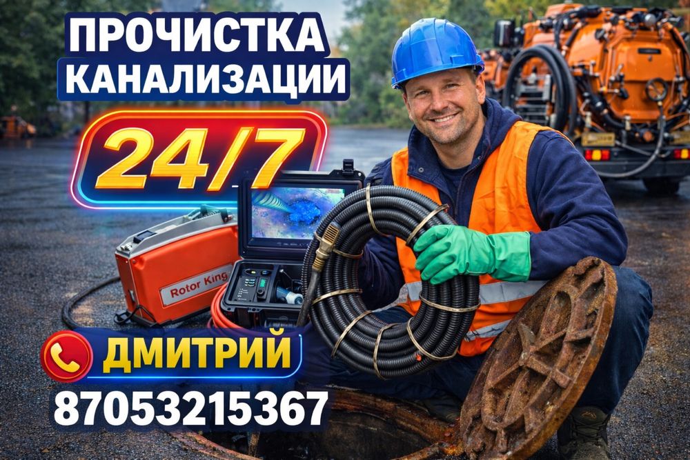 Чистка труб канализации 24/7
