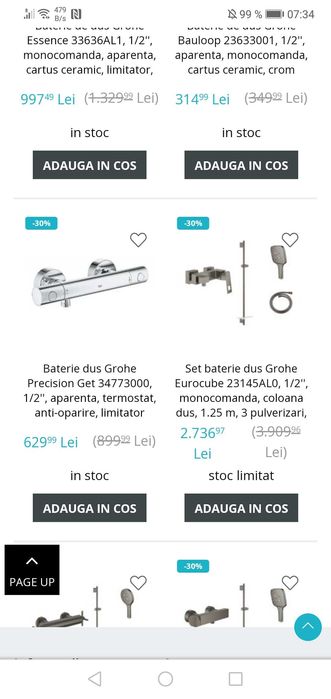 Vând baterie Grohe cap termostat