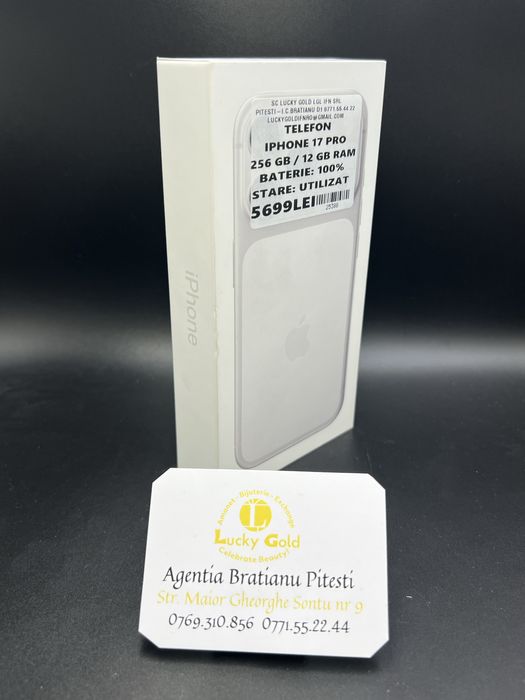 Telefon iphone 17 pro 256/12 gb sigilat 100% baterie cod 25388