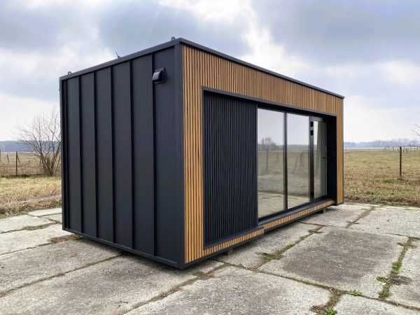 Modul Prefabricat 18 m² – Design Lemn & Antracit