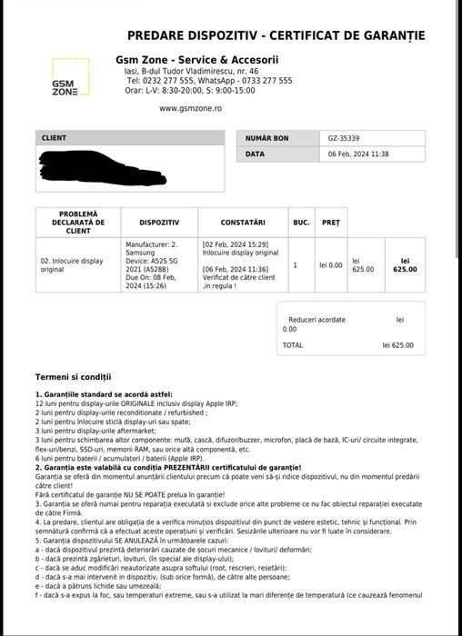 Samsung A52s DEFECT / PE PIESE-display NOU folosit 1 lună