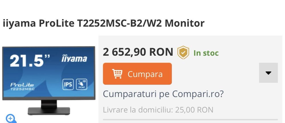 Monitor touchscrean iiyama T2252MSC