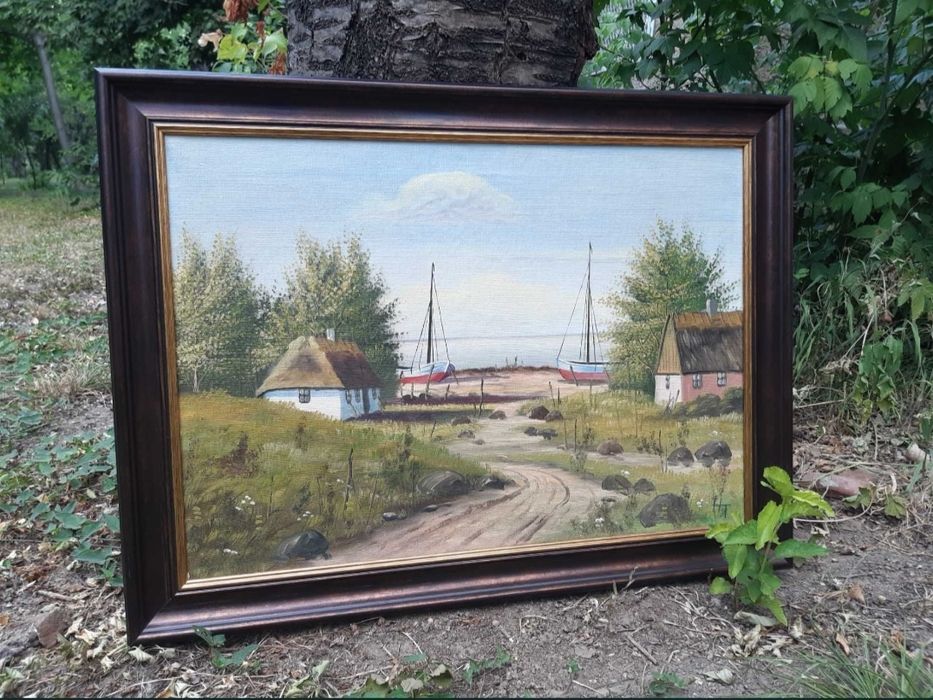 Красива Стара Картина Живопис  Маслени Бои на Платно