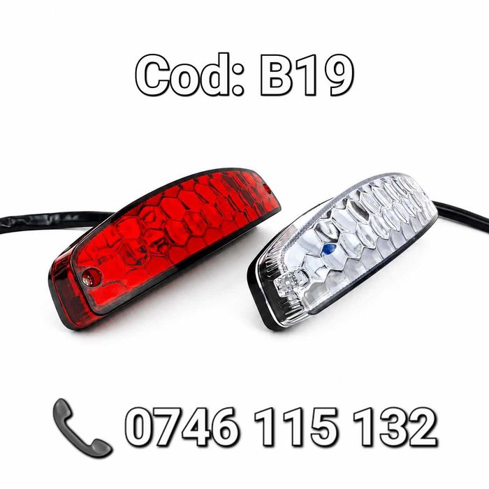 Lampă Stop LED Universală 12V pentru ATV, Quad, UTV și Motocicletă, Funcție Poziție și Frână, Lentilă Roșie sau Transparentă – B19