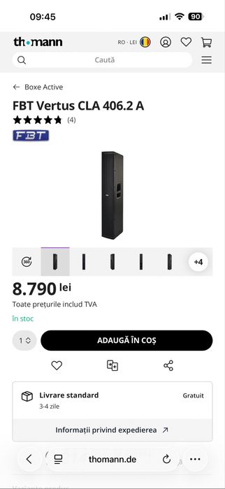 Vand doua boxe active vertical array FBT CLA 406.2A cu huse si fly bar