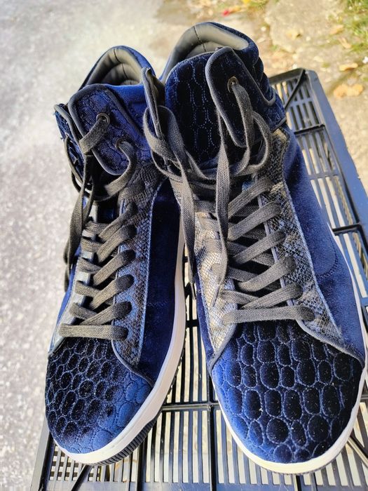 Нови боти ZARA кожа и набук, тъмно синьо