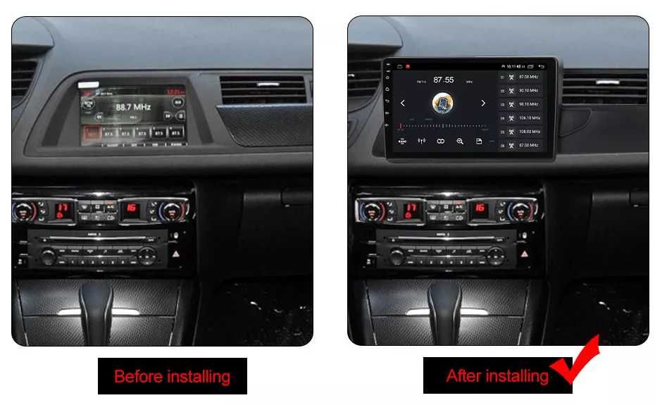 Navigatie Android 14 Citroen C5 2008-2017 1/8 Gb Waze CarPlay + CAMERA