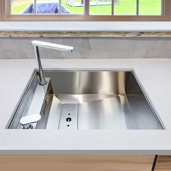 Chiuveta bucatarie inox CookingAid INVISIBLE 50R + baterie telescopica