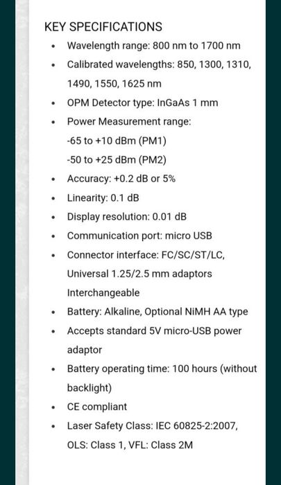 Optical Power Meter fiber optic powermetru
fibra optica