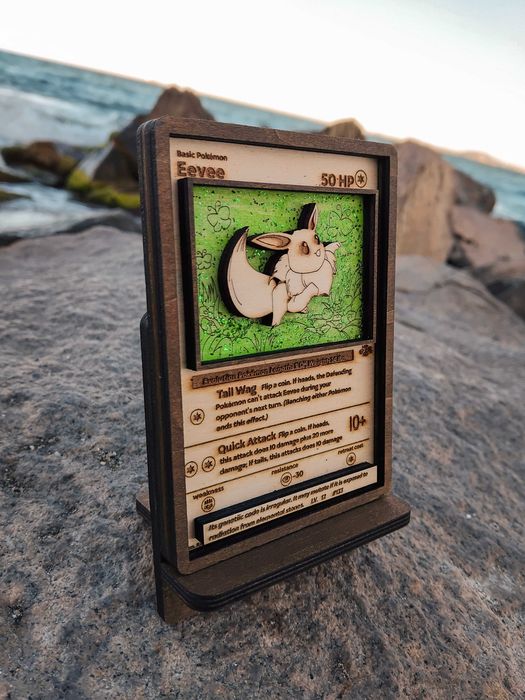 3D Дървени Карти / Yu-Gi-Oh! / Pokemon / MTG (20 € / бр.) + Стойка и кутия