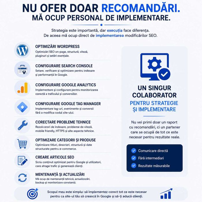 Optimizare SEO + implementare + mentenanță website - Specialist SEO freelancer