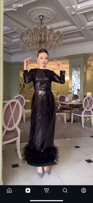 Lux Платье вечернее, черное из паедок