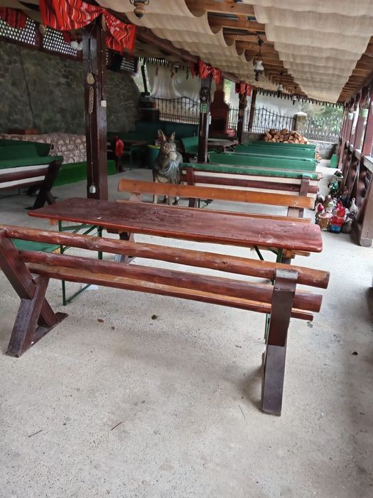 Set masa + 2 banci lemn