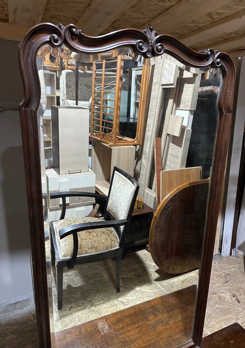 Comoda cu Oglinda Vintage Stil NeoBaroc; Toaleta din Lemn masiv