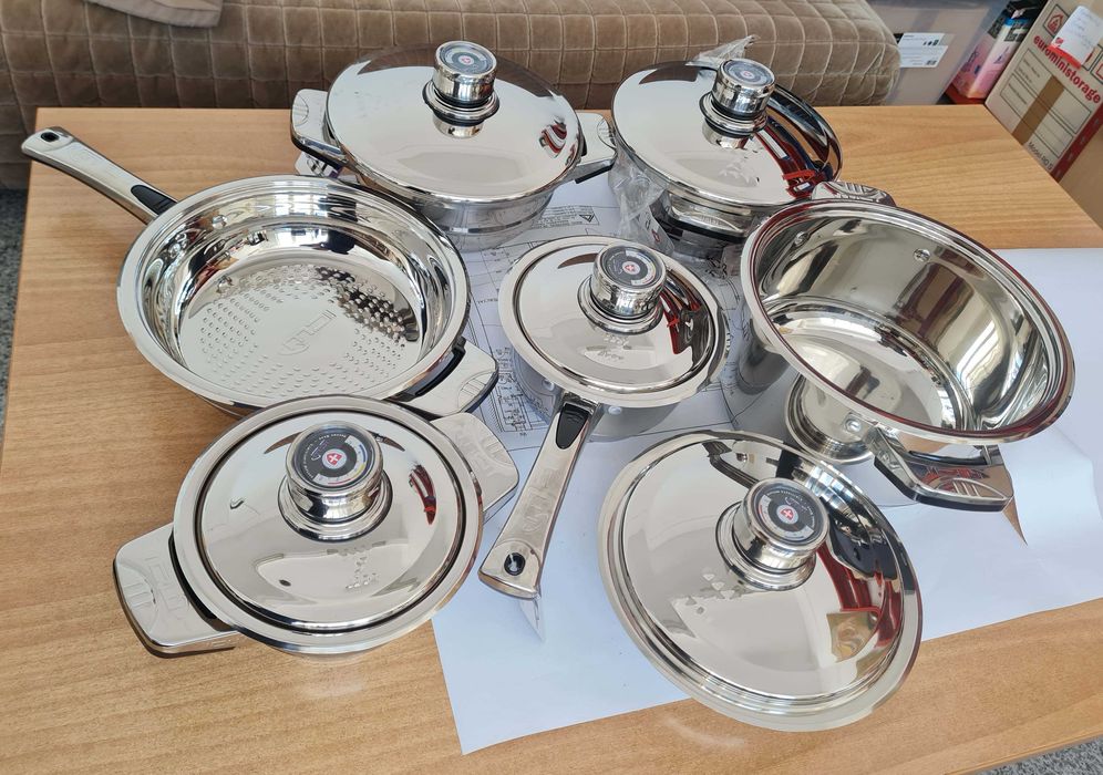 Vase pt gatit din inox, set 12 bucati, noi