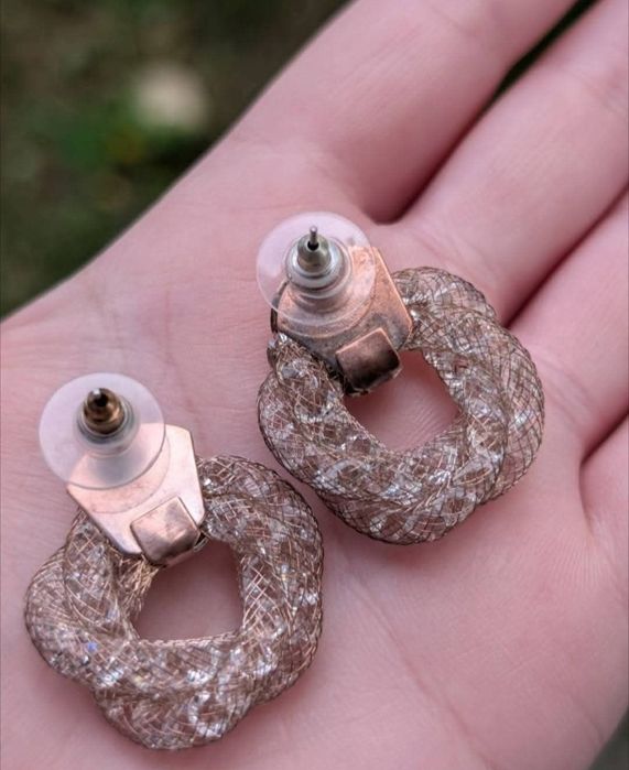 Vechi cercei din cupru, cristale Swarovski
