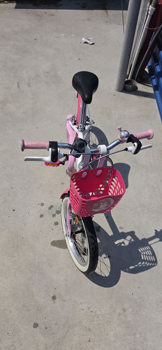 Bicicletă copii B’Twin Docto Girl 500, roz, cu roți ajutătoare