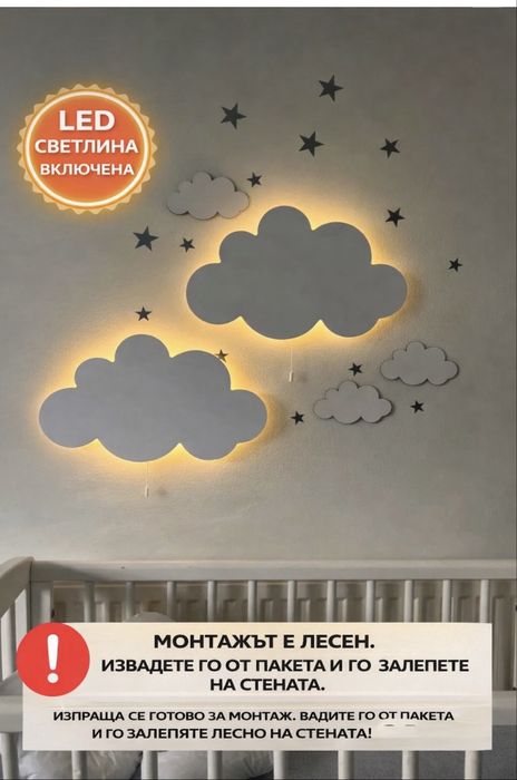 LED детска нощна лампа ,, ОБЛАК”- 2 комплекта