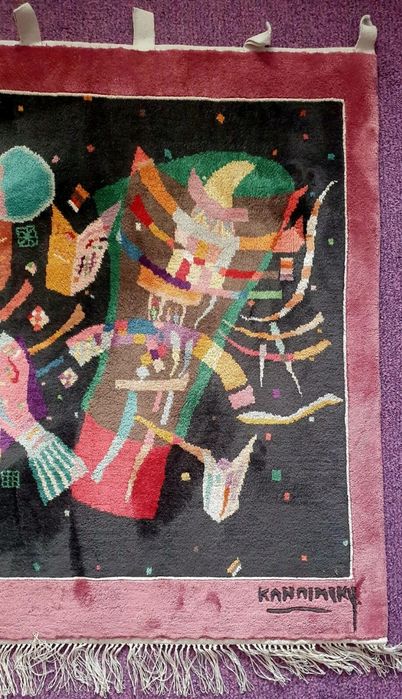 Covor carpeta de perete original hand made Kandinsky, matase, bumbac