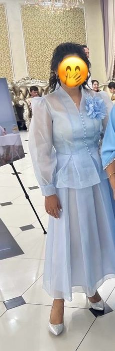 Двойка платье голубое нарядное