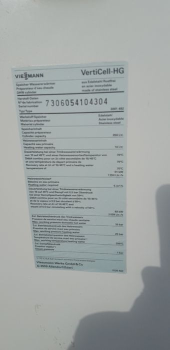 Boiler  Viessmann din inox 350 l