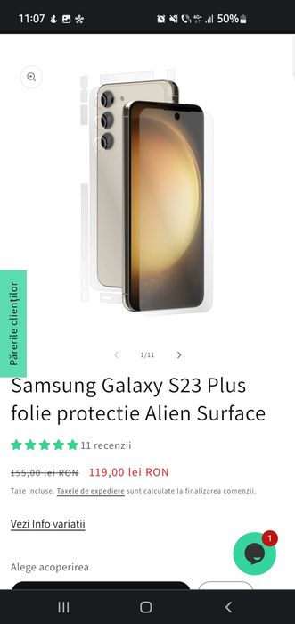 Samsung Galaxy S23 Plus folie protectie Alien Surface