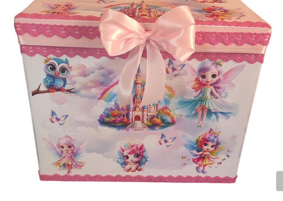 Cutie dar botez - Zâne, castele, unicorn
