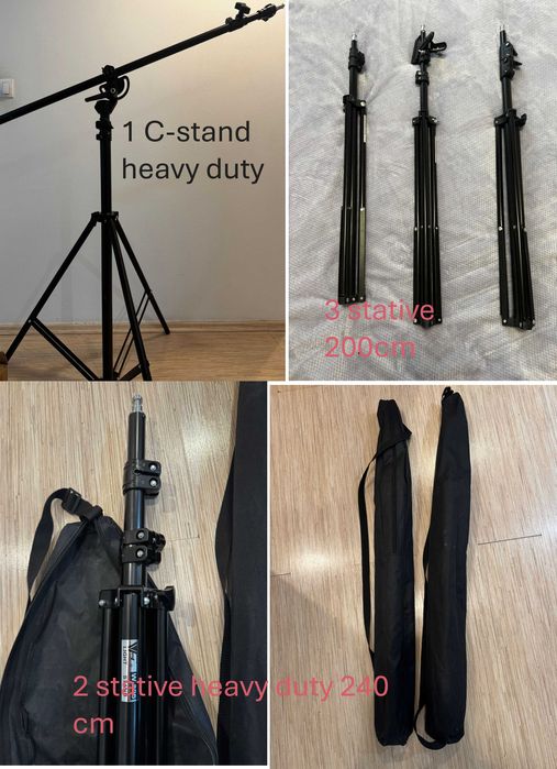 Blitzuri studio, fundaluri, stative, acumulatori, obiectiv- oferta!!