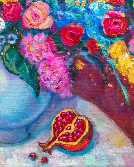 Праздничный букет. Холст, масло 80х100см.