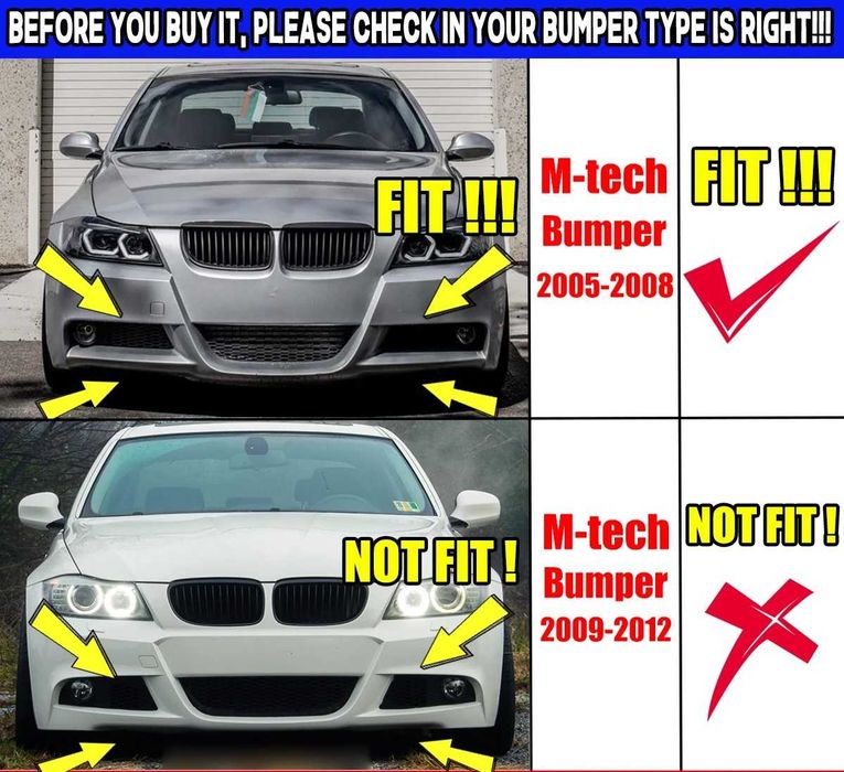 Adaos bara fata BMW E90 E91 la bara M-tech negru lucios