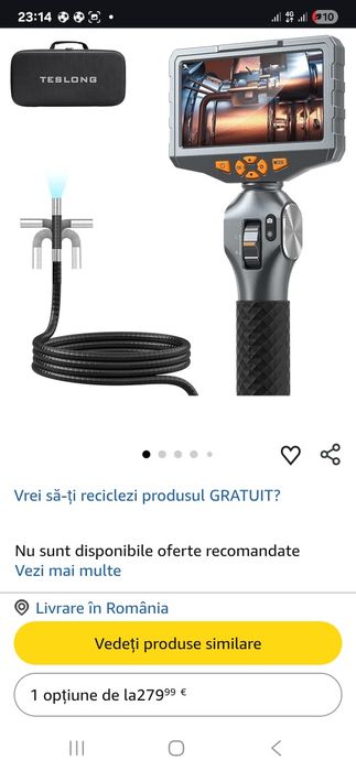 Cameră endoscopică Teslong TD500,cu lumină, cameră endoscopică rotativ