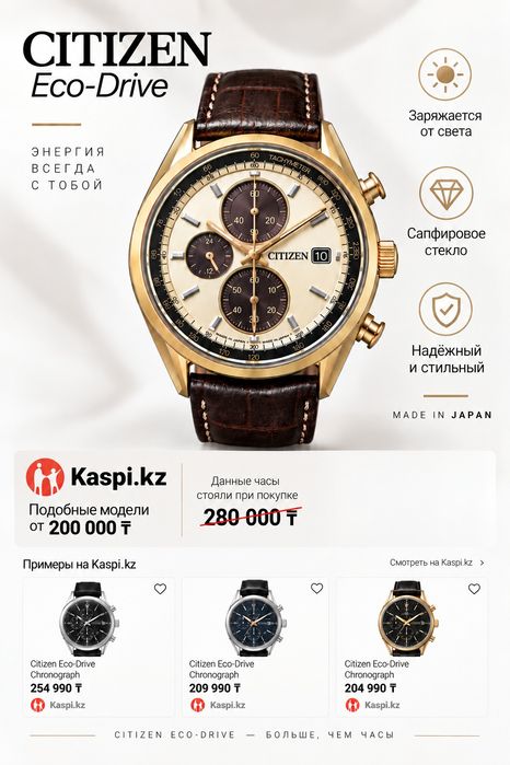 Original японские часы Citizen - Eco Drive