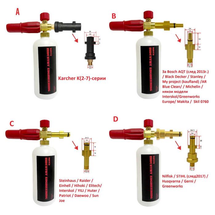Дюза за пяна YAMATIC за водоструйки Karcher,Bosch,Parkside,Steinhaus