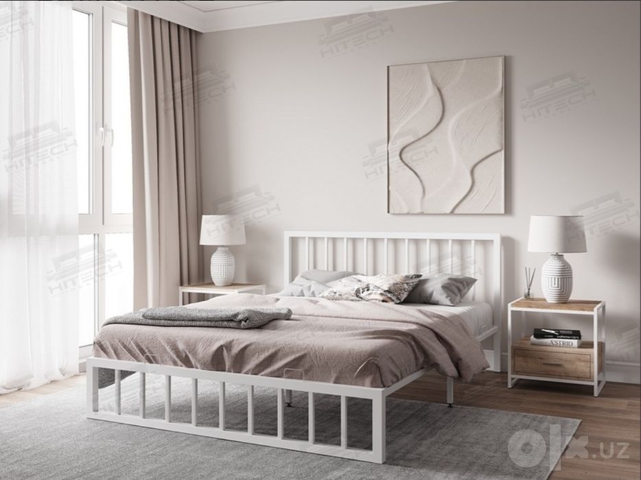 Двуспальная кровать LORINA ikki kishili kravat va matraslar loft temir