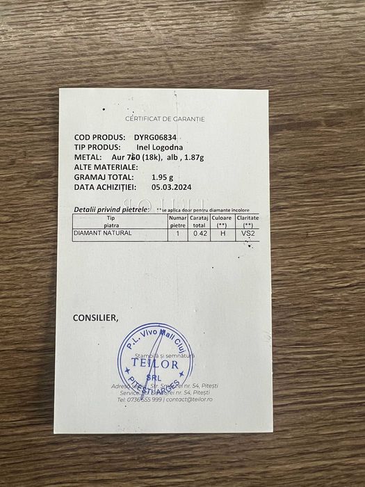 Inel de logodnă din aur cu diamant