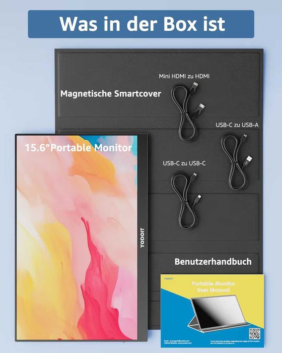 Преносим монитор Yodoit, 15.6-инчов 1920 x 1080P FHD