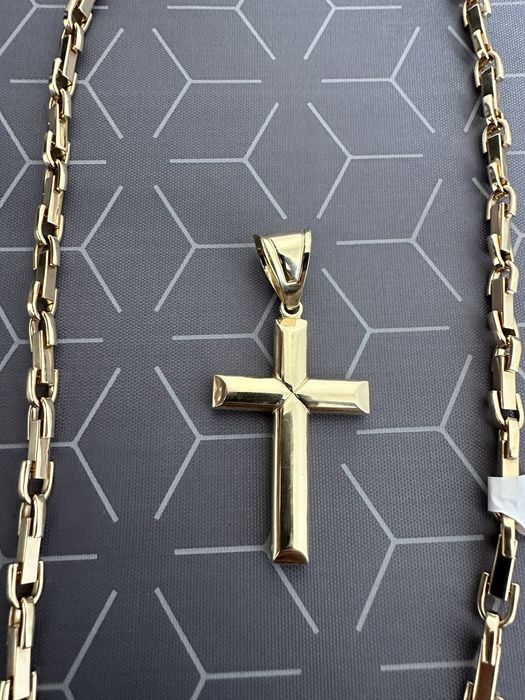Lant+cruce (plin) de Aur 65 cm