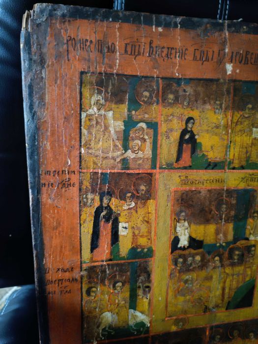 Icoană veche de colecție - Prăznicar mare (50x40 cm) - cca. 1780-1820