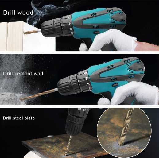 Акумулаторен винтоверт с две батерии 12V куфар и свредла - 17в1