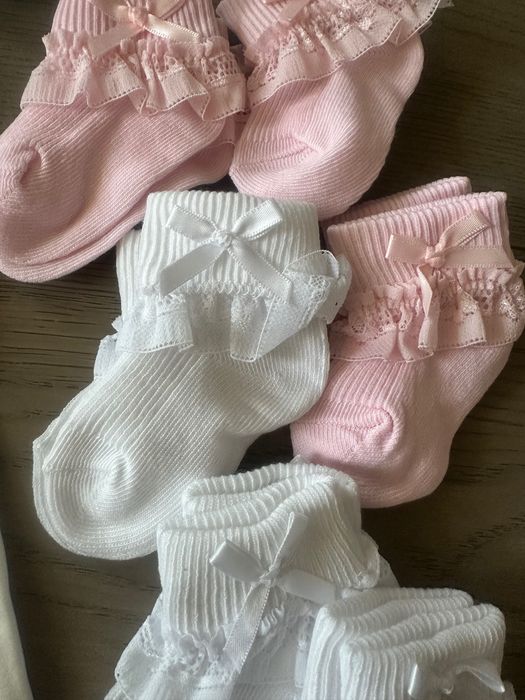 Бебешки чорапки -6 чифта с къдричка-дантелка 3/6 м момиче