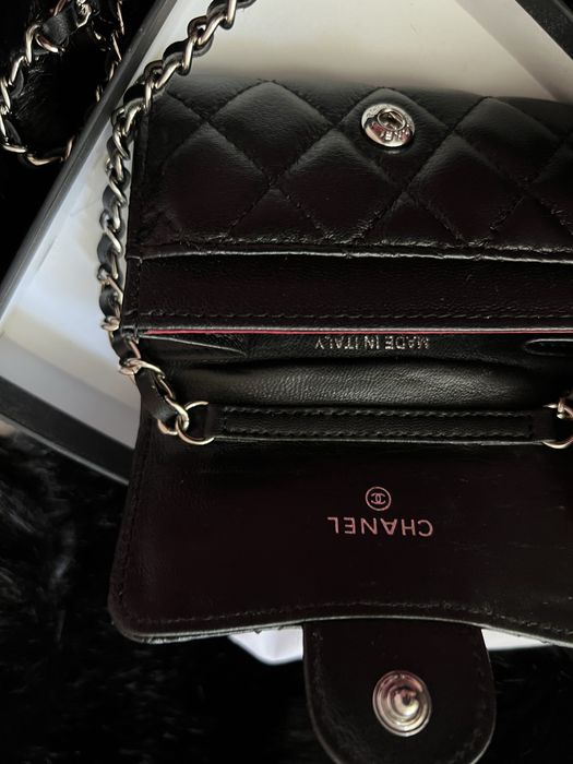 Чанта черна бяла и бежова мини chanel