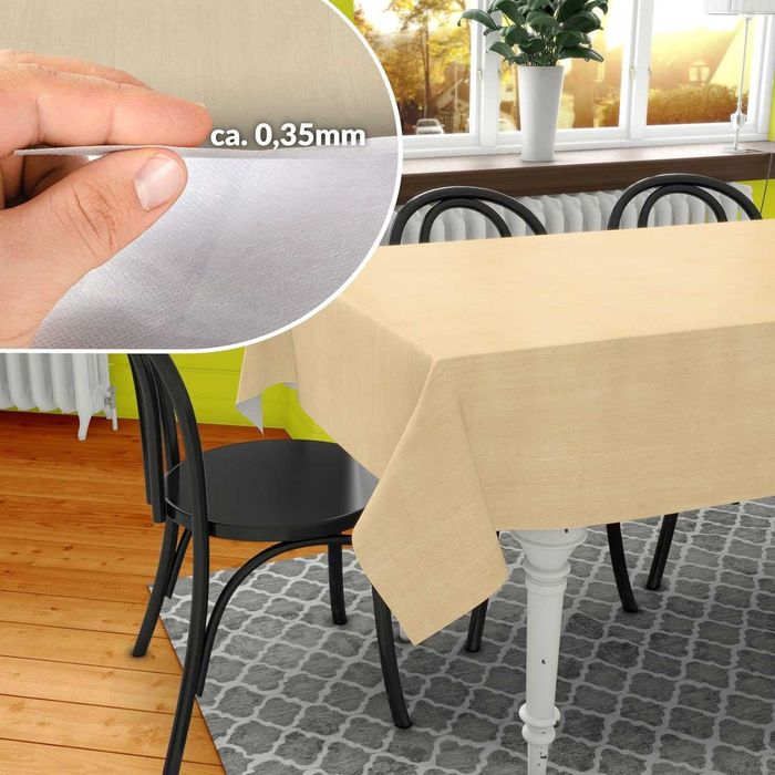 Покривка за маса от мушама, която може да се пере, кръгла или правоъг.