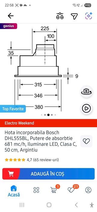 Hotă Bosch/ nouă / 2 motoare