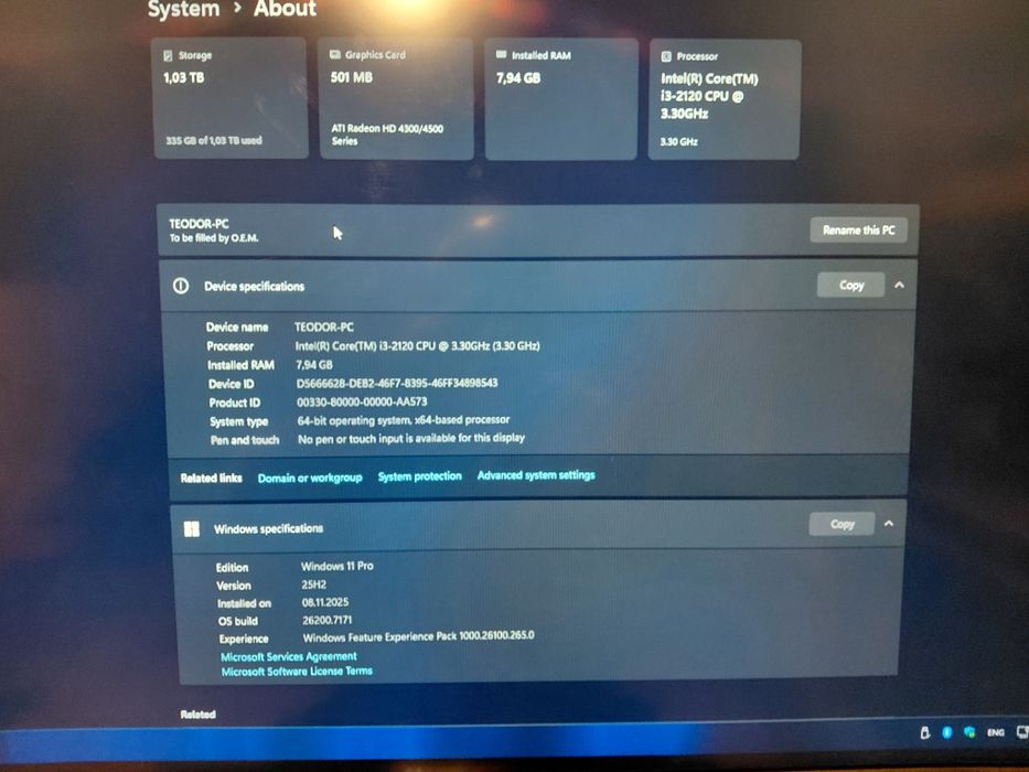 Desktop PC  8 gb ddr3 complet