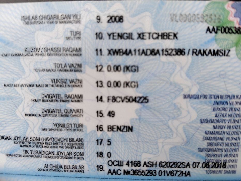 Matiz  sotiladi xolati yaxshi