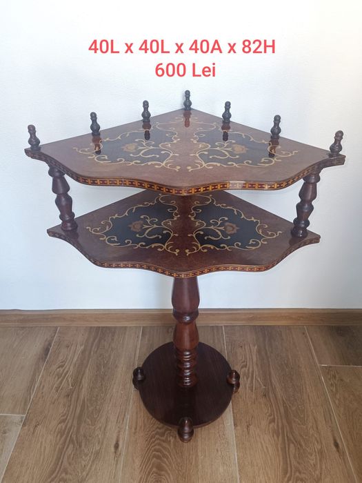 Masuta pentru cafea din Bronz / Lemn Masiv Vintage