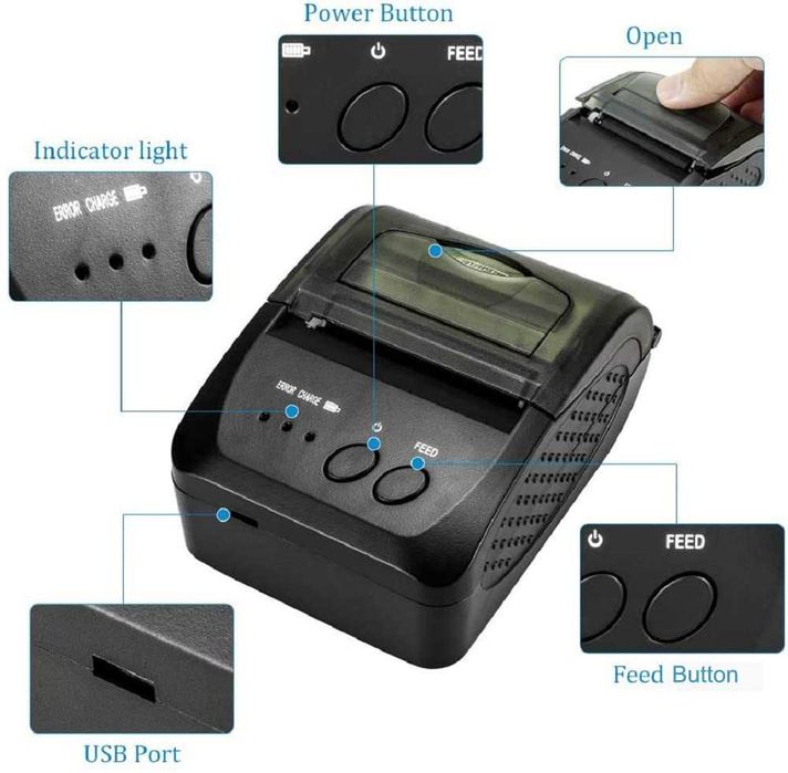 NETUM Безжичен, преносим Bluetooth термопринтер за касови бележки
