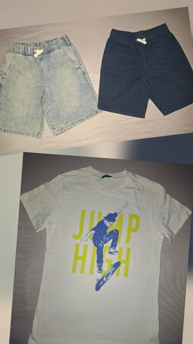 Тениска Benetton, бермуди H&M 140см
