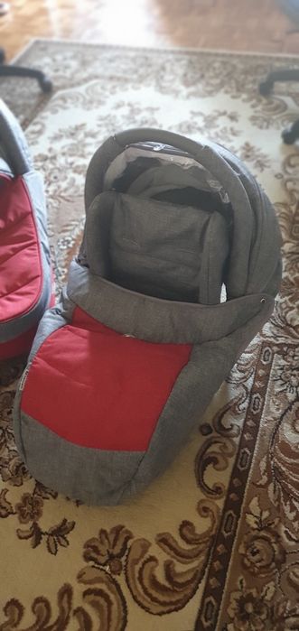 Carucior 3in1 Adamex rosu cu grii